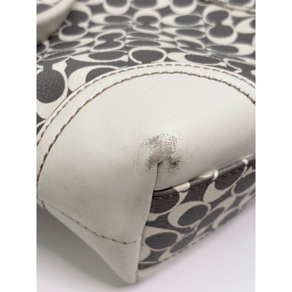 COACH HERITAGE STRIPE Bias Gray Pink White Signature PVC Chelsea Tote F15137 - Picture 12 of 13